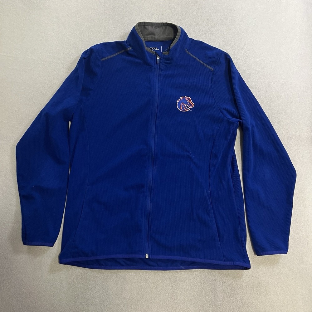 Boise State Broncos Antigua Fleece Jacket Men's Size Large Blue Fill Zip NCAA
